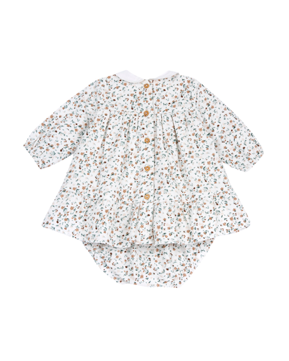 Vestido com Tapa Fraldas Estampado Flores