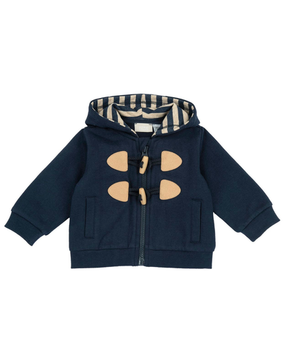 Cotton coat with hood and tassels.