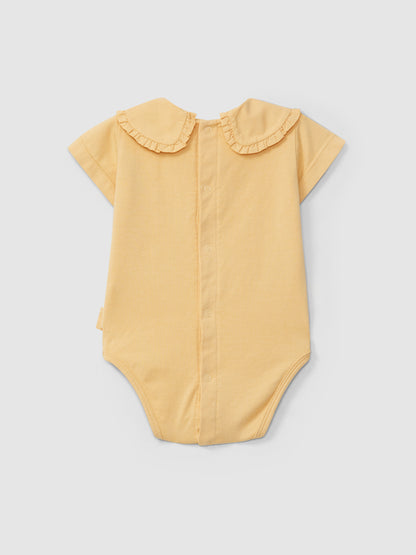 Fabric Collar Bodysuit with Ruffle Detail