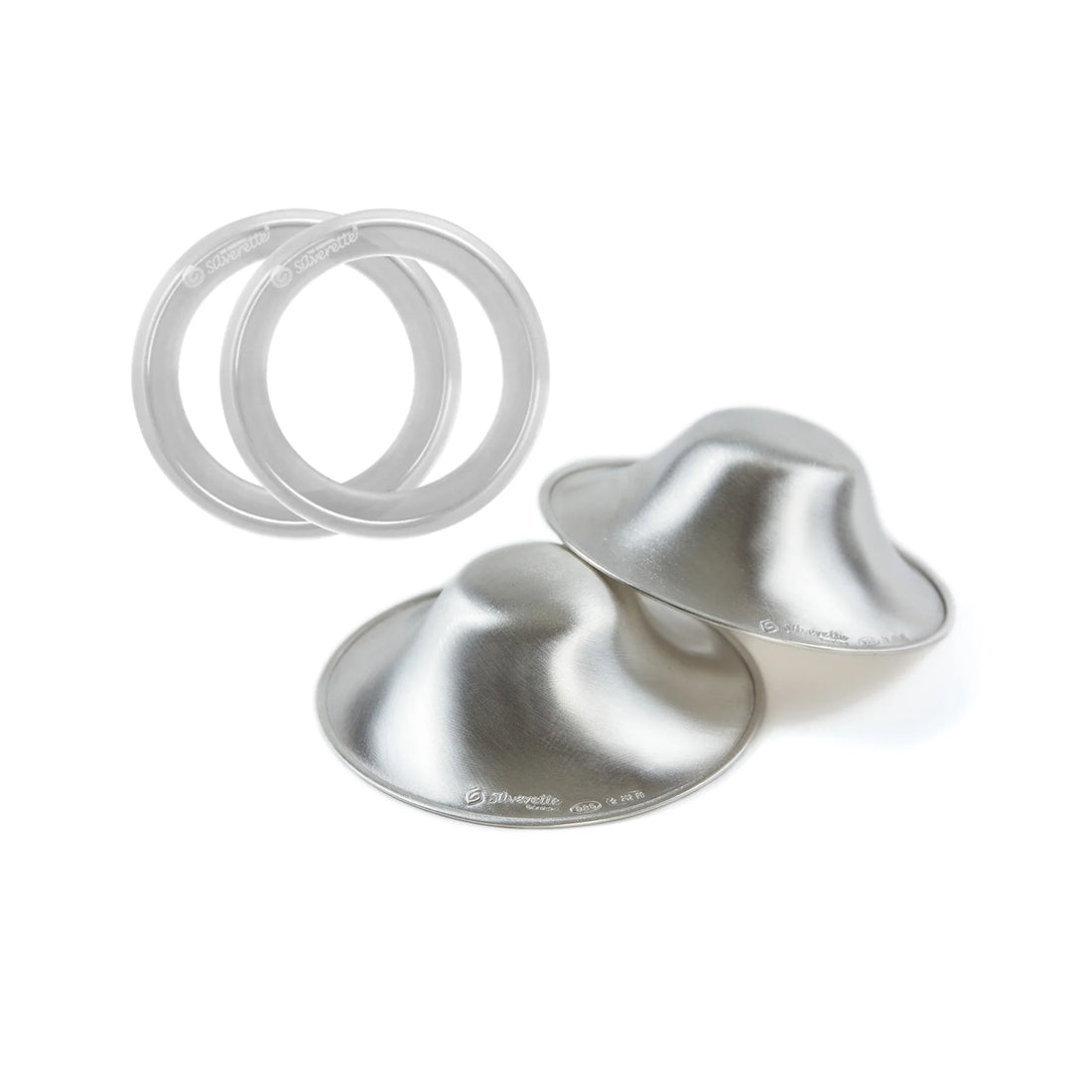 Tétons XL argentés + anneau en silicone