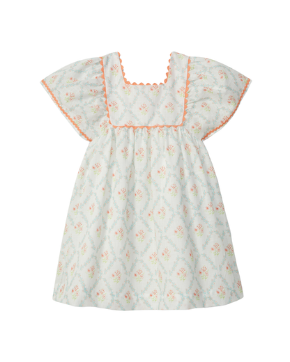 Vestido Floral Detalhe de Espiguilha