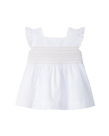 Vestido Algodão Texturado Smocks