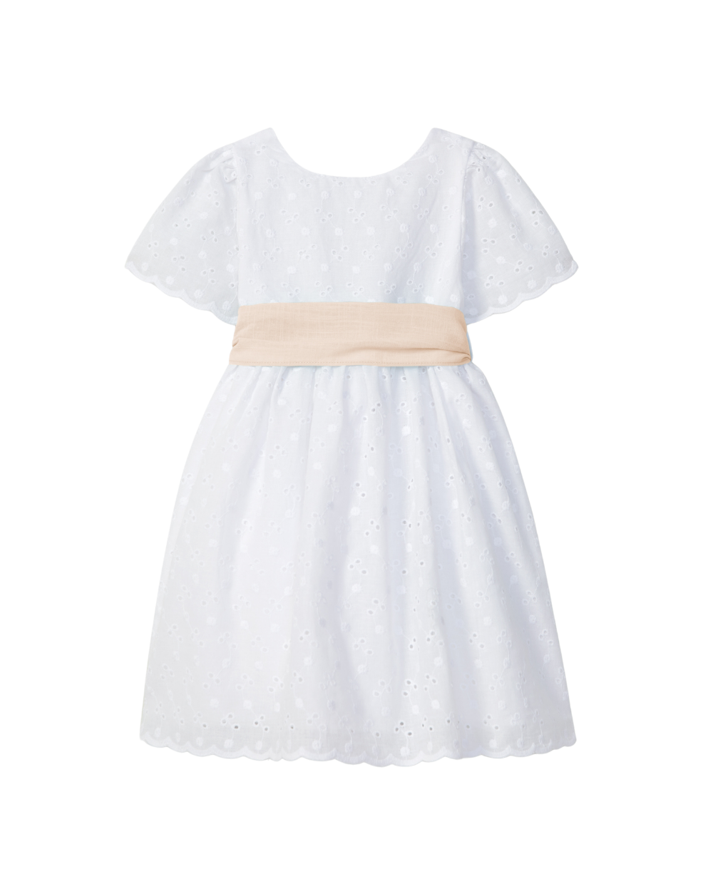 Vestido Bordado Inglês com Faixa