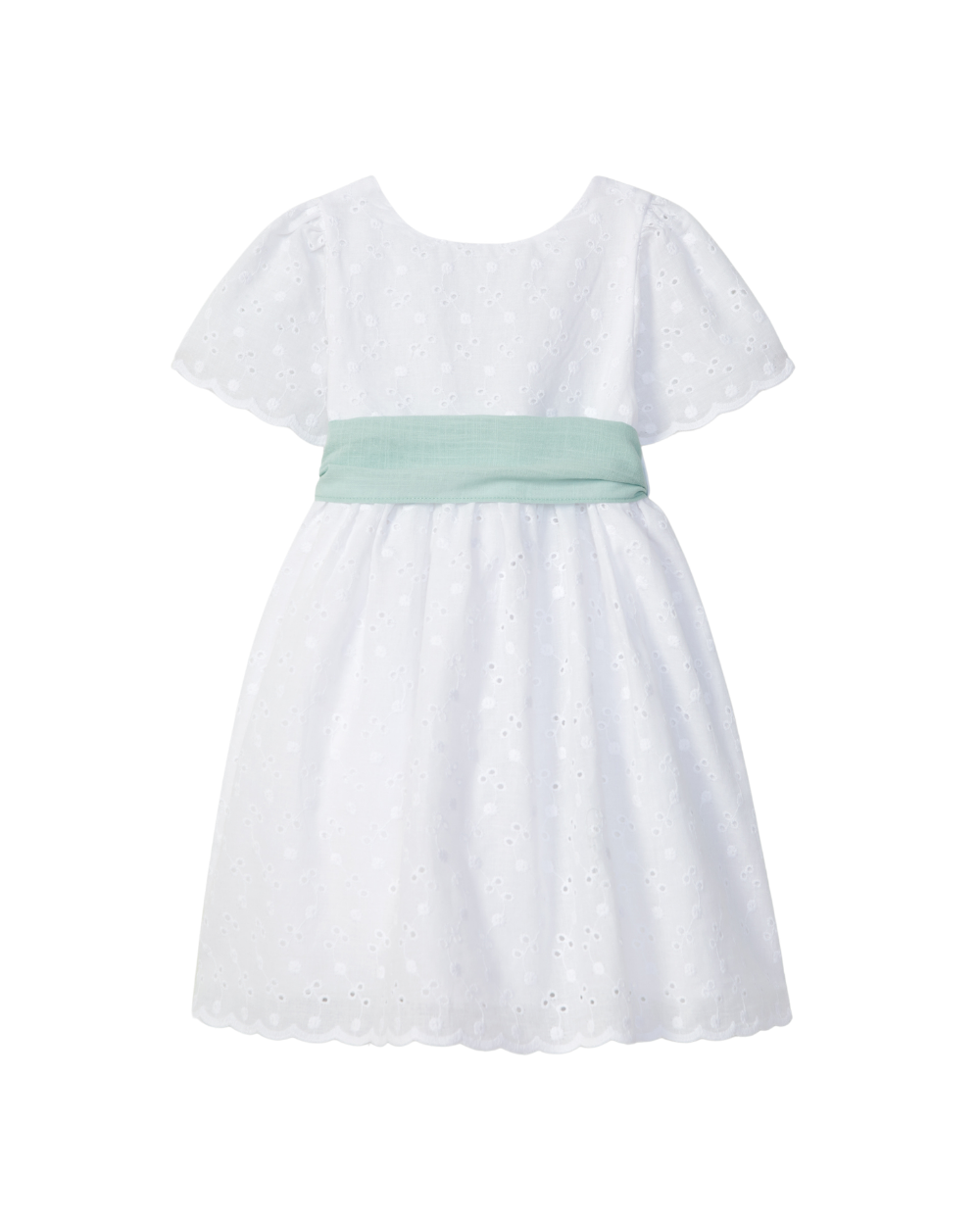 Vestido Bordado Inglês com Faixa