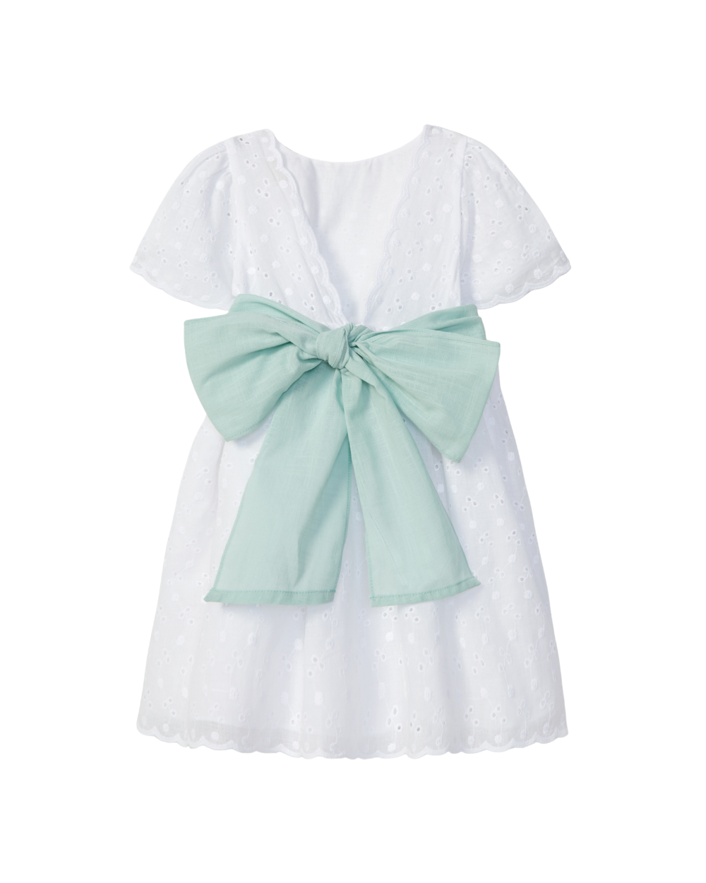 Vestido Bordado Inglês com Faixa