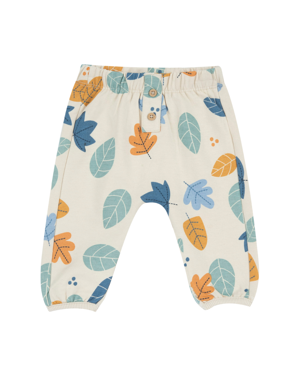 Calças de Algodão Estampado de Folhas