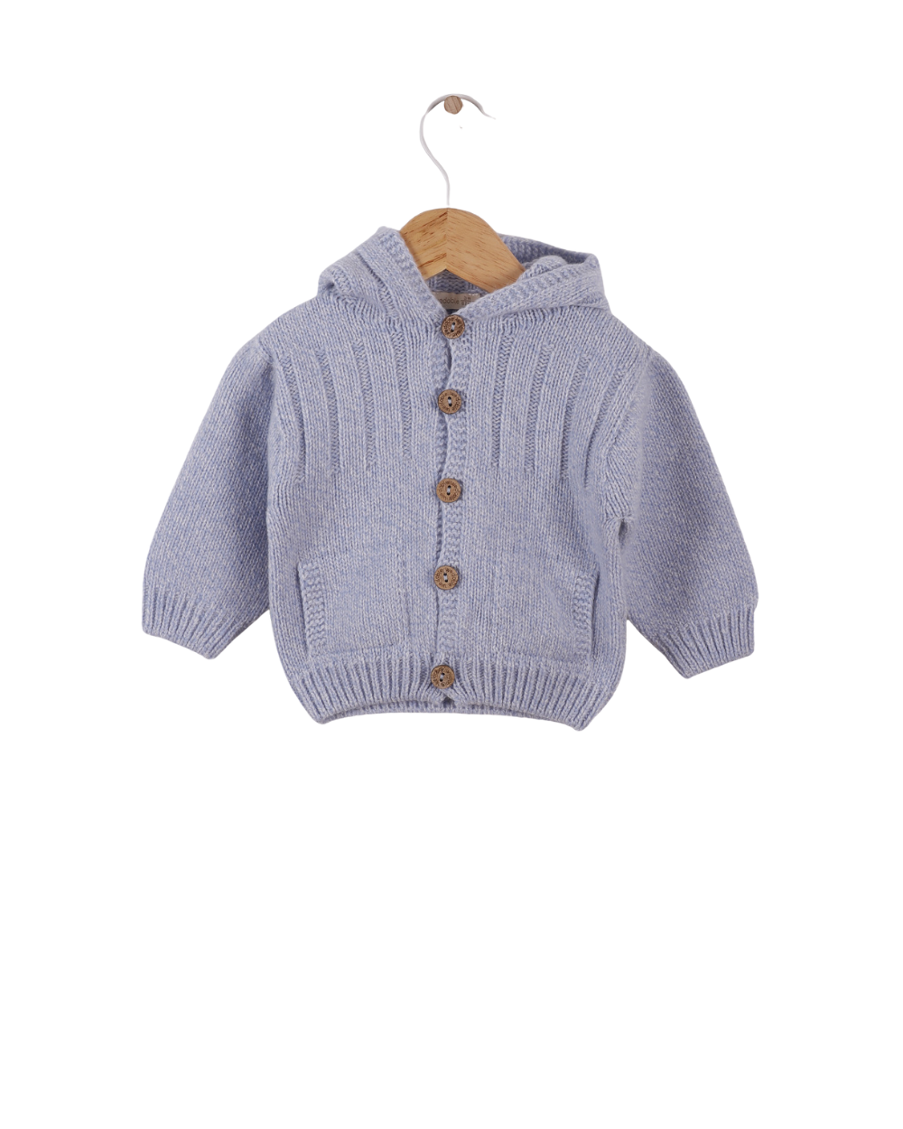 Casaco com Capuz Tricotado em Lã Merino