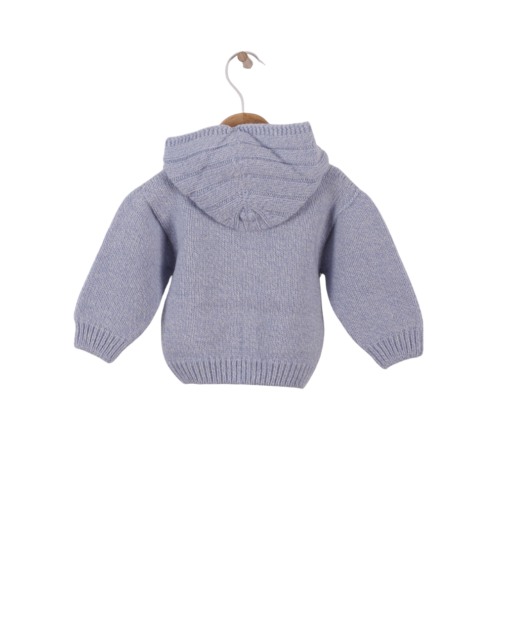 Casaco com Capuz Tricotado em Lã Merino