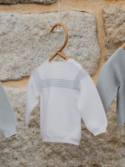 Camisola Riscas Tricotada em Lã Merino