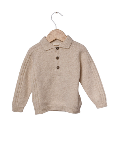 Camisola Polo Tricotada em Lã Merino