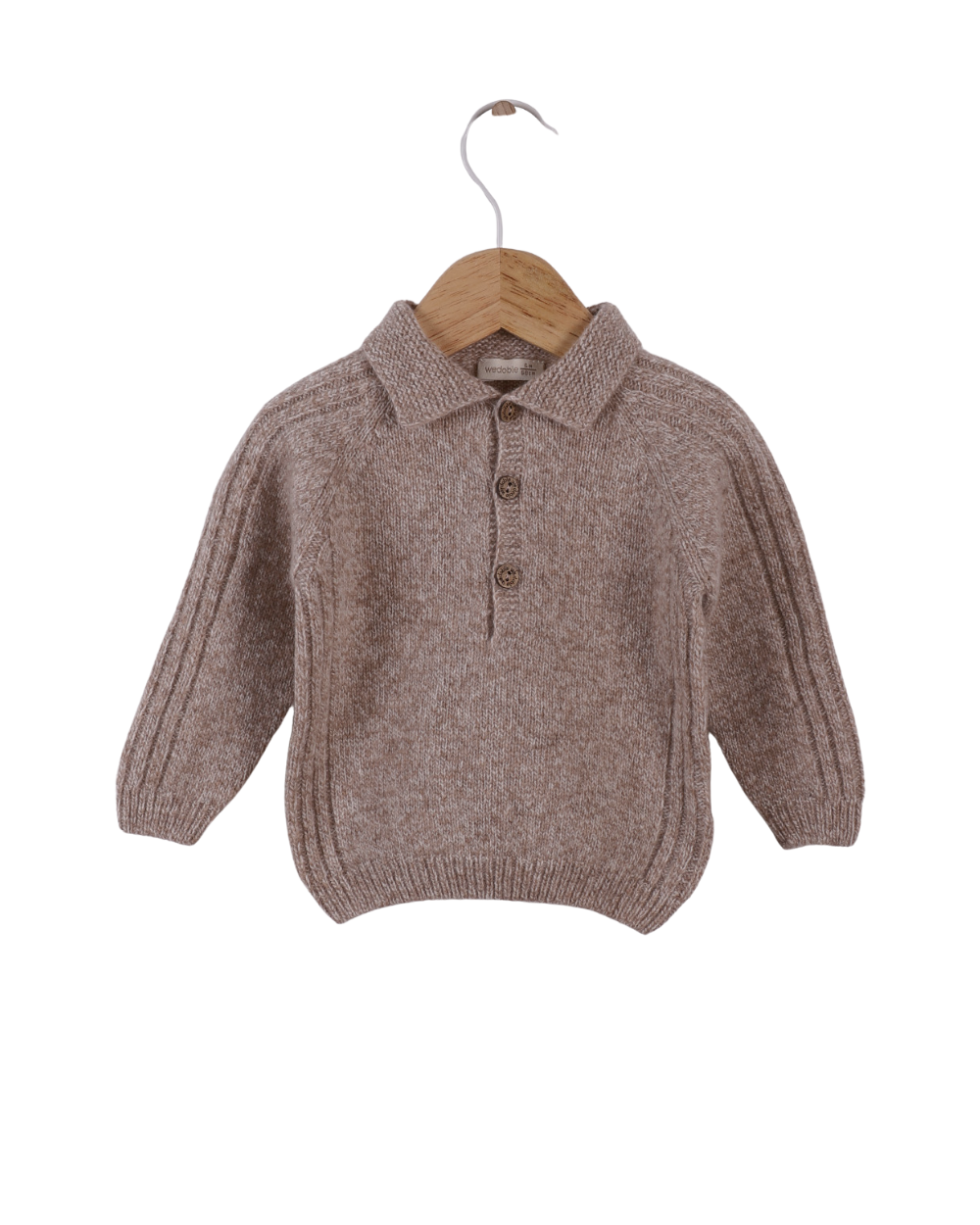 Camisola Polo Tricotada em Lã Merino