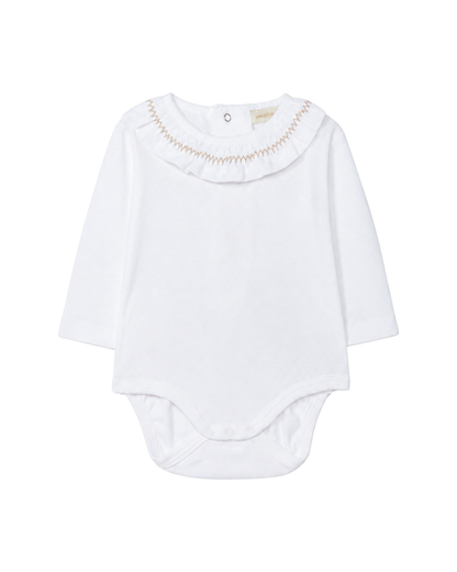 Body Manga Comprida Gola Folho Bordada | Baby