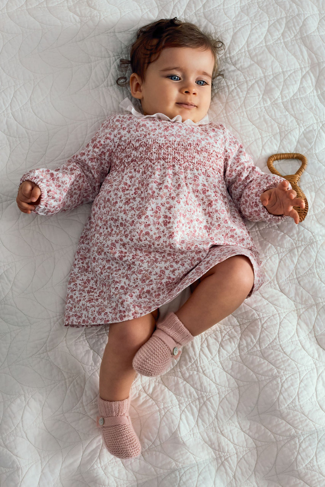 Vestido Floral com Smocks