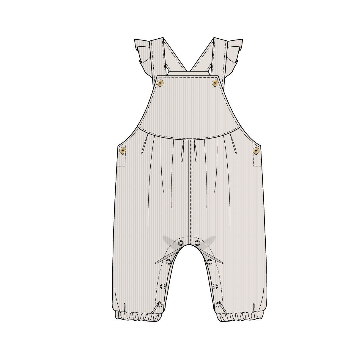 Jardineiras Bombazine Detalhe de Folho