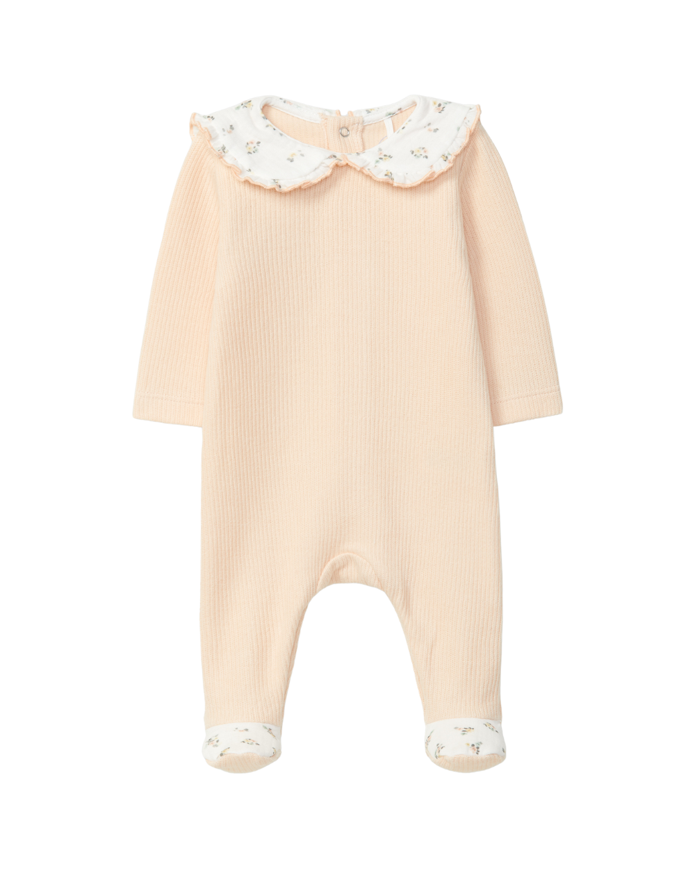 Babygrow Algodão Orgânico Gola de Folho Estampado Floral