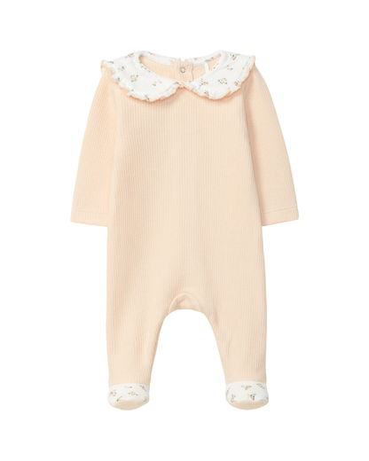 Babygrow Algodão Orgânico Gola de Folho Estampado Floral