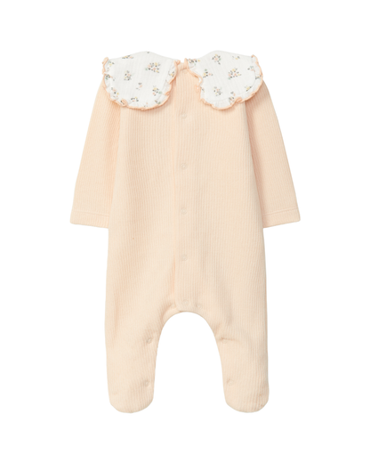 Babygrow Algodão Orgânico Gola de Folho Estampado Floral