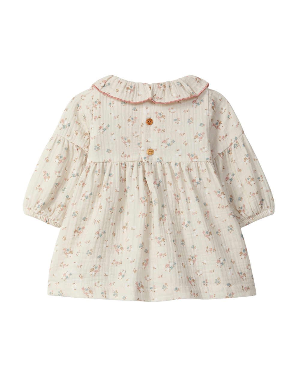 Vestido Gaze Floral Gola de Folho