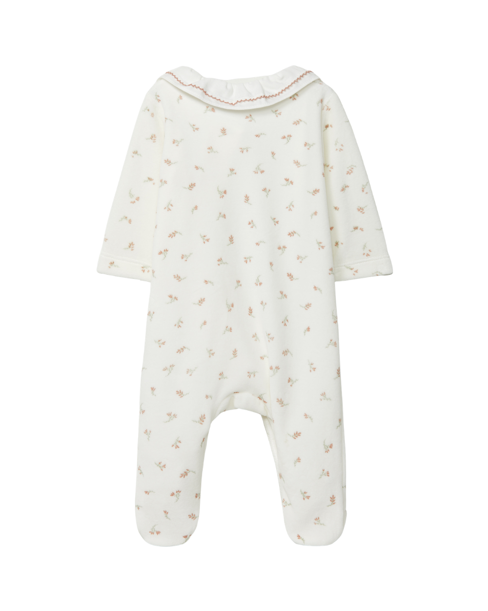 Babygrow Veludo Estampado Flores Gola de Folho