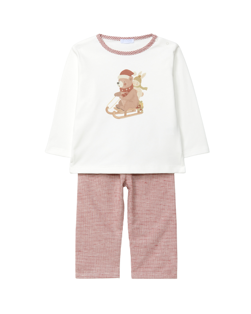 Pijama Xadrez Vichy Urso e Coelho no Trenó