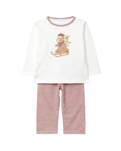 Pijama Xadrez Vichy Urso e Coelho no Trenó