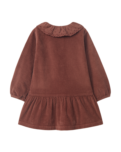 Vestido Bombazine Gola de Folho Bordado Inglês