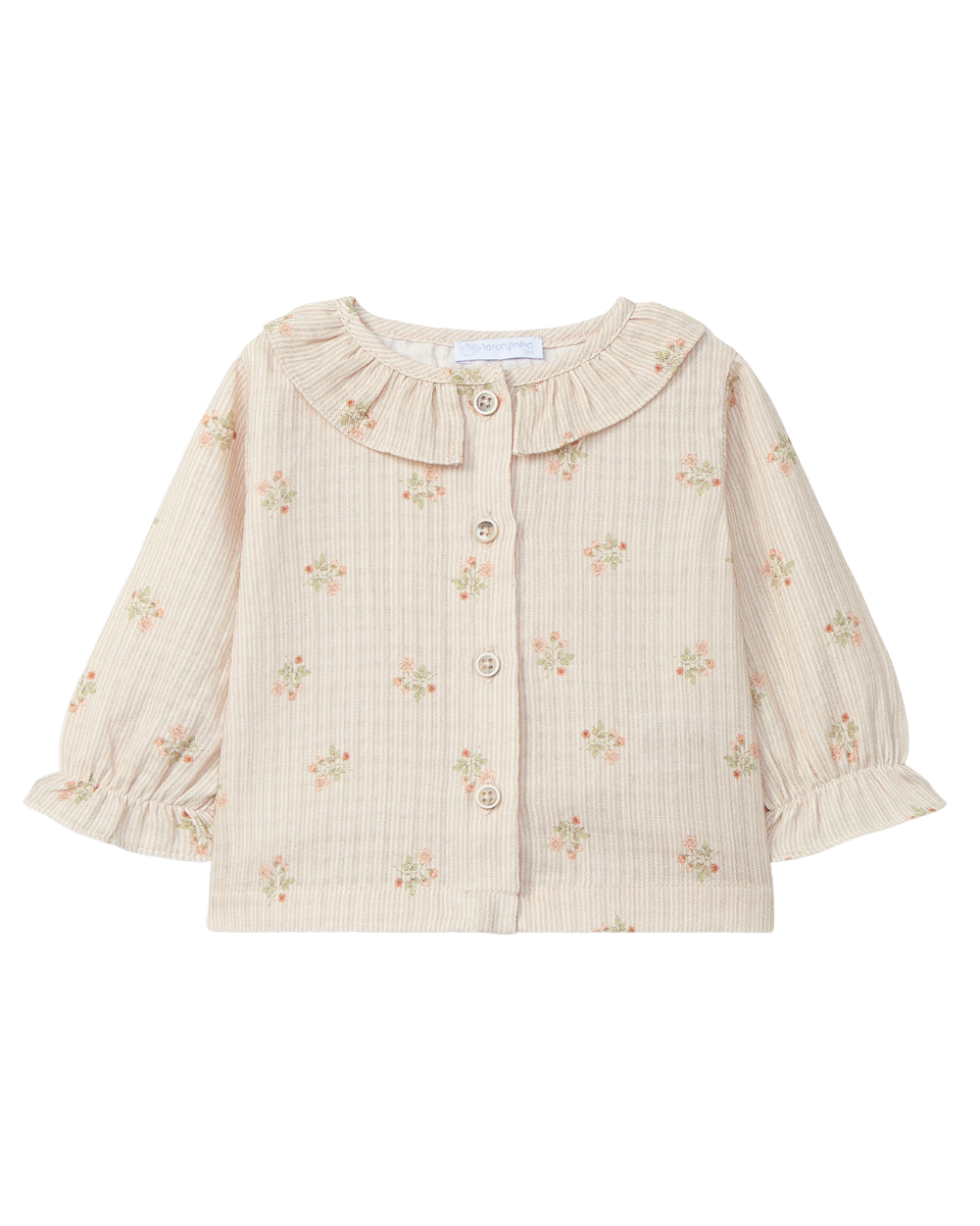 Blusa de Flores com Gola de Folho