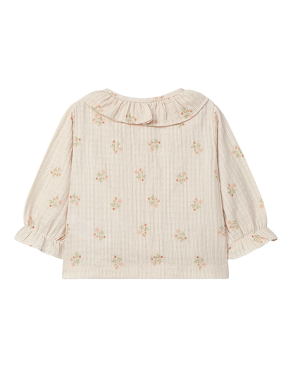 Blusa de Flores com Gola de Folho