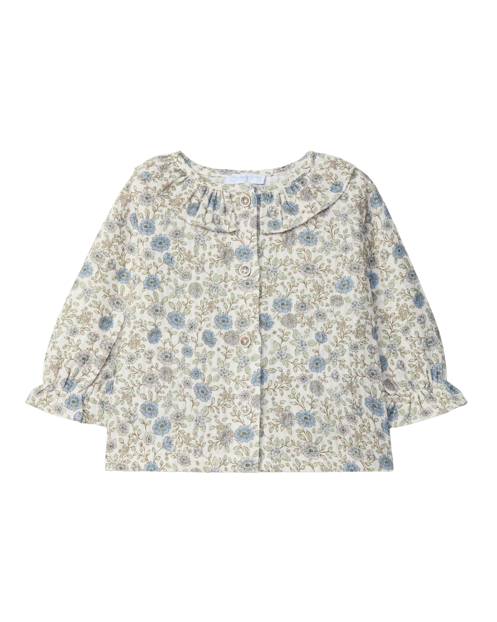 Blusa de Flores com Gola de Folho