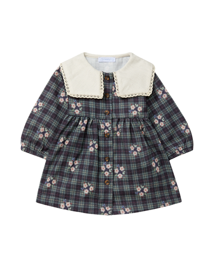 Vestido Estampado Xadrez com Flores