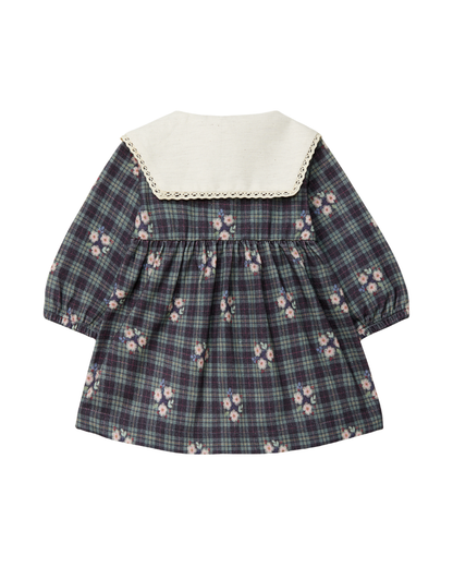 Vestido Estampado Xadrez com Flores