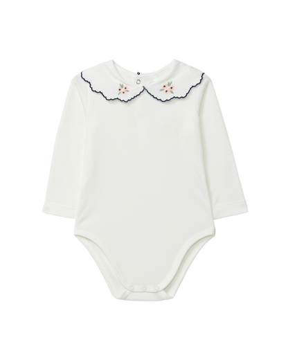 Body Gola Boleada com Flores Bordadas