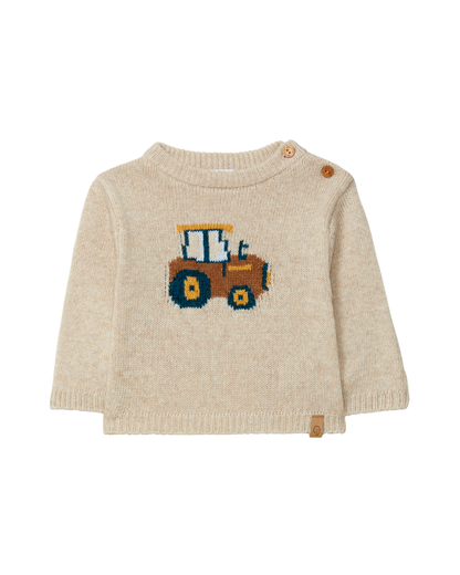 Camisola Decote Redondo Tricotada Intarsia Figurativa