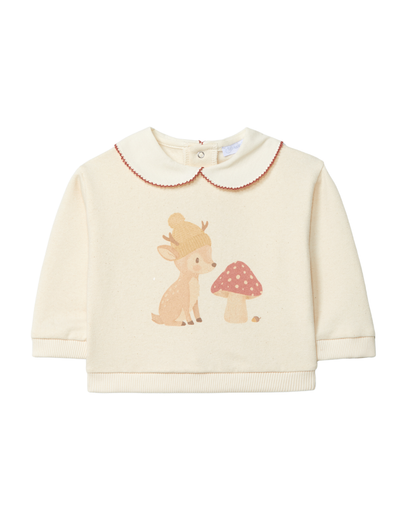 Sweatshirt Bambi e Cogumelo com Gola