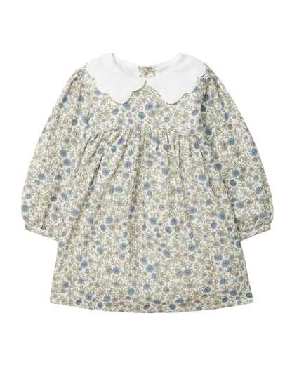 Vestido Flores Gola Bordada