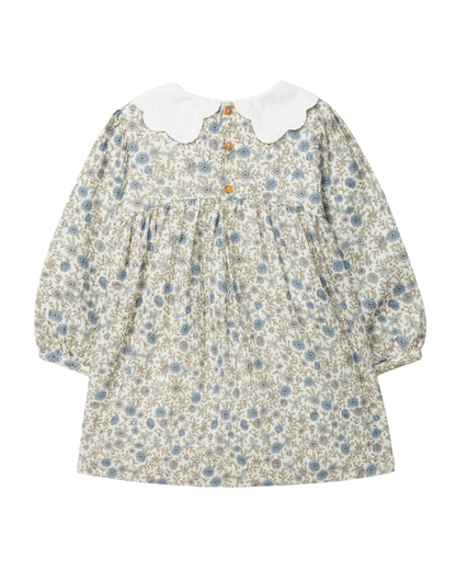 Vestido Flores Gola Bordada