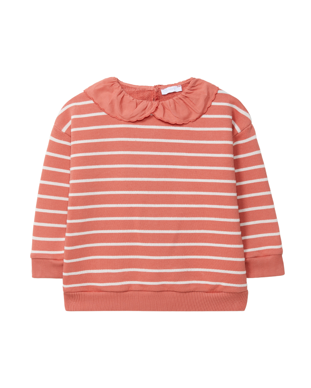 Sweatshirt Riscas com Gola de Folho