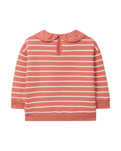 Sweatshirt Riscas com Gola de Folho