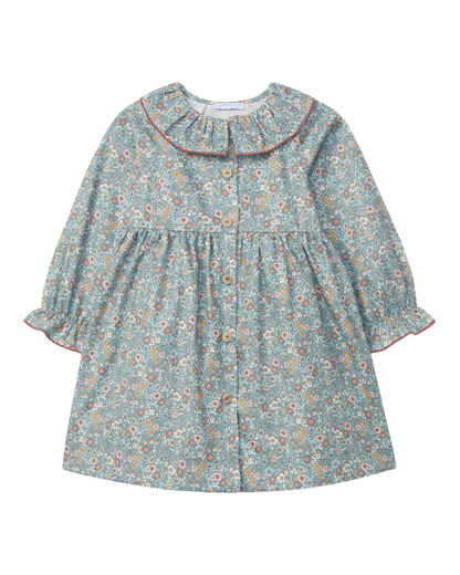 Vestido Flores Gola de Folho