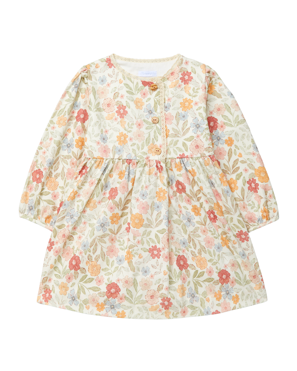 Vestido Estampado Floral Detalhe de Renda
