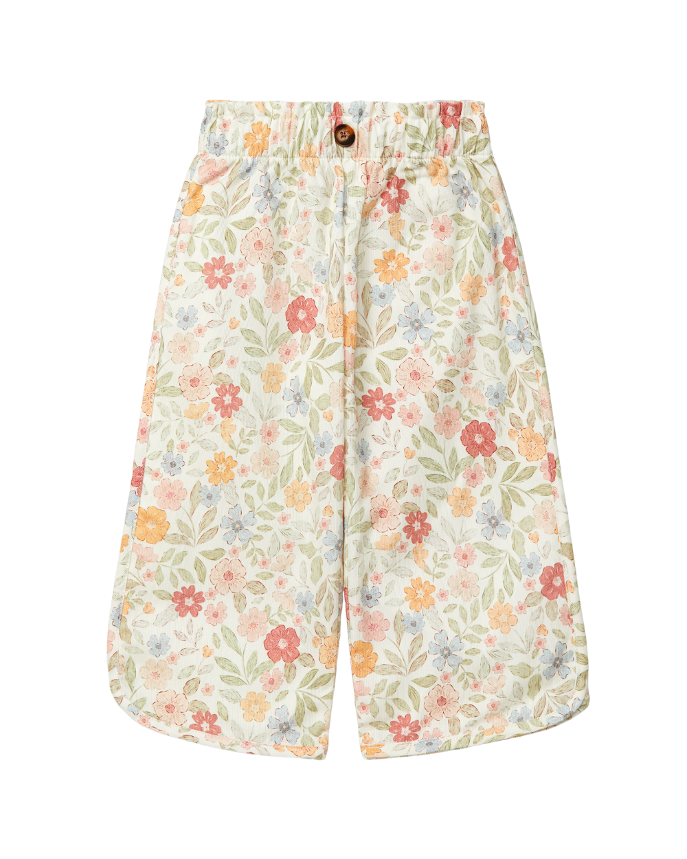 Calças Pull-up Wide Leg Estampado Floral