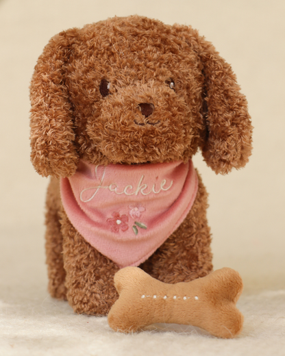 Cão de Peluche Jackie com Bolsa