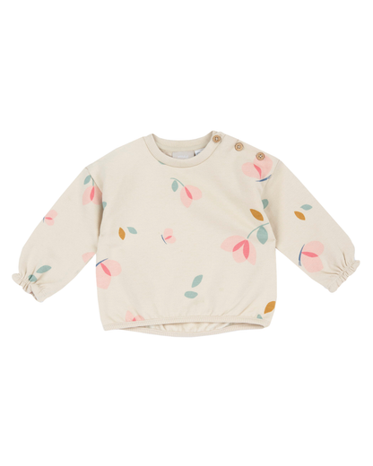 Sweatshirt Algodão Cardado Flores