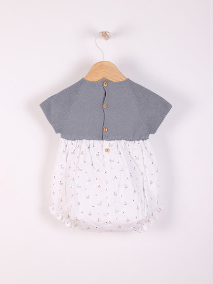 Cute Knitted Fabric with Boats