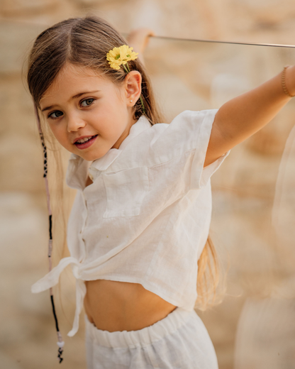 Camisa Crop Nó Linho I My Favourite Girl