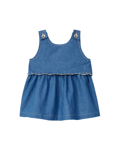 Vestido Ganga Fina com Bordados