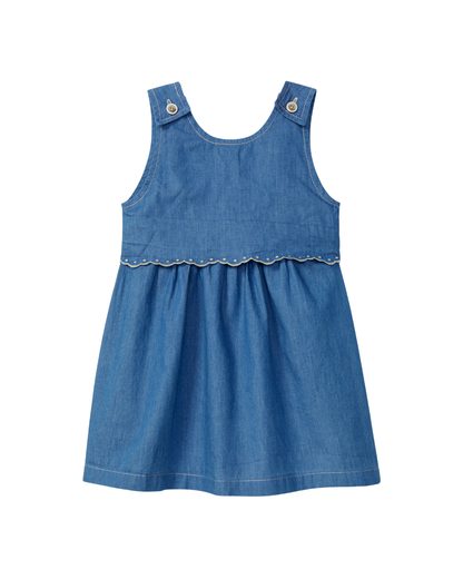 Vestido Ganga Fina com Bordados