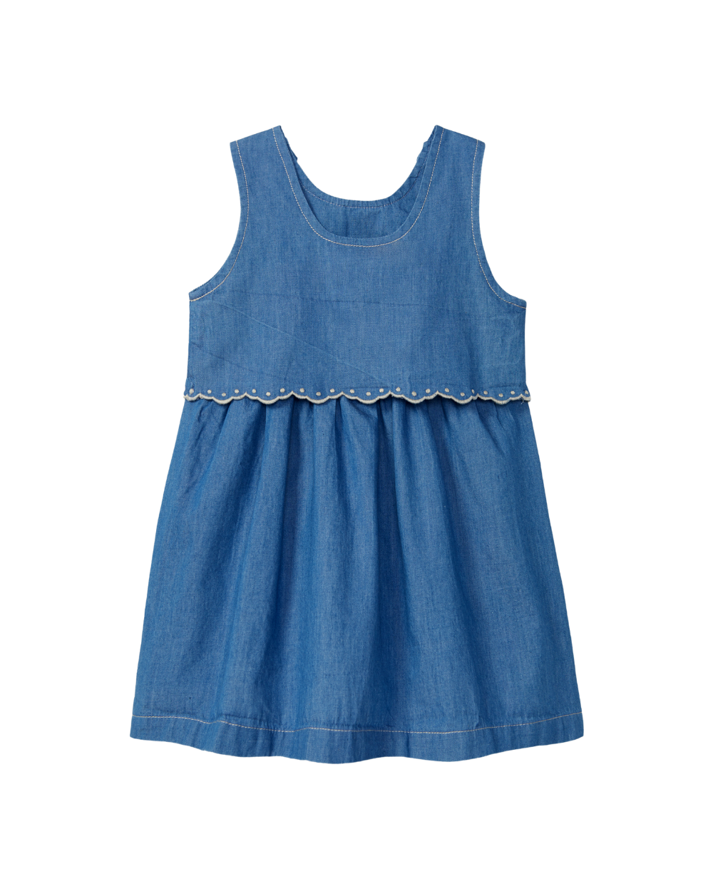 Vestido Ganga Fina com Bordados