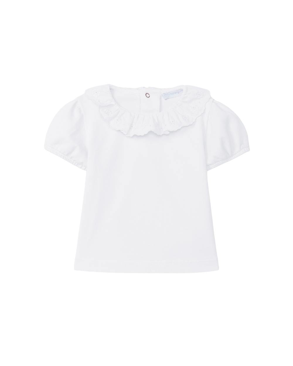 T-shirt Gola de Folho Bordado Inglês