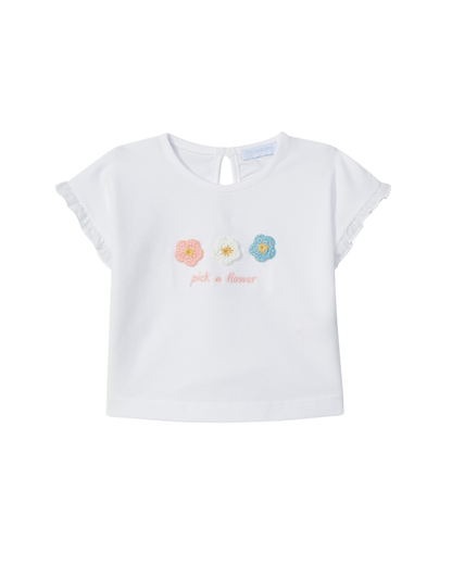 T-shirt Flores em Croché